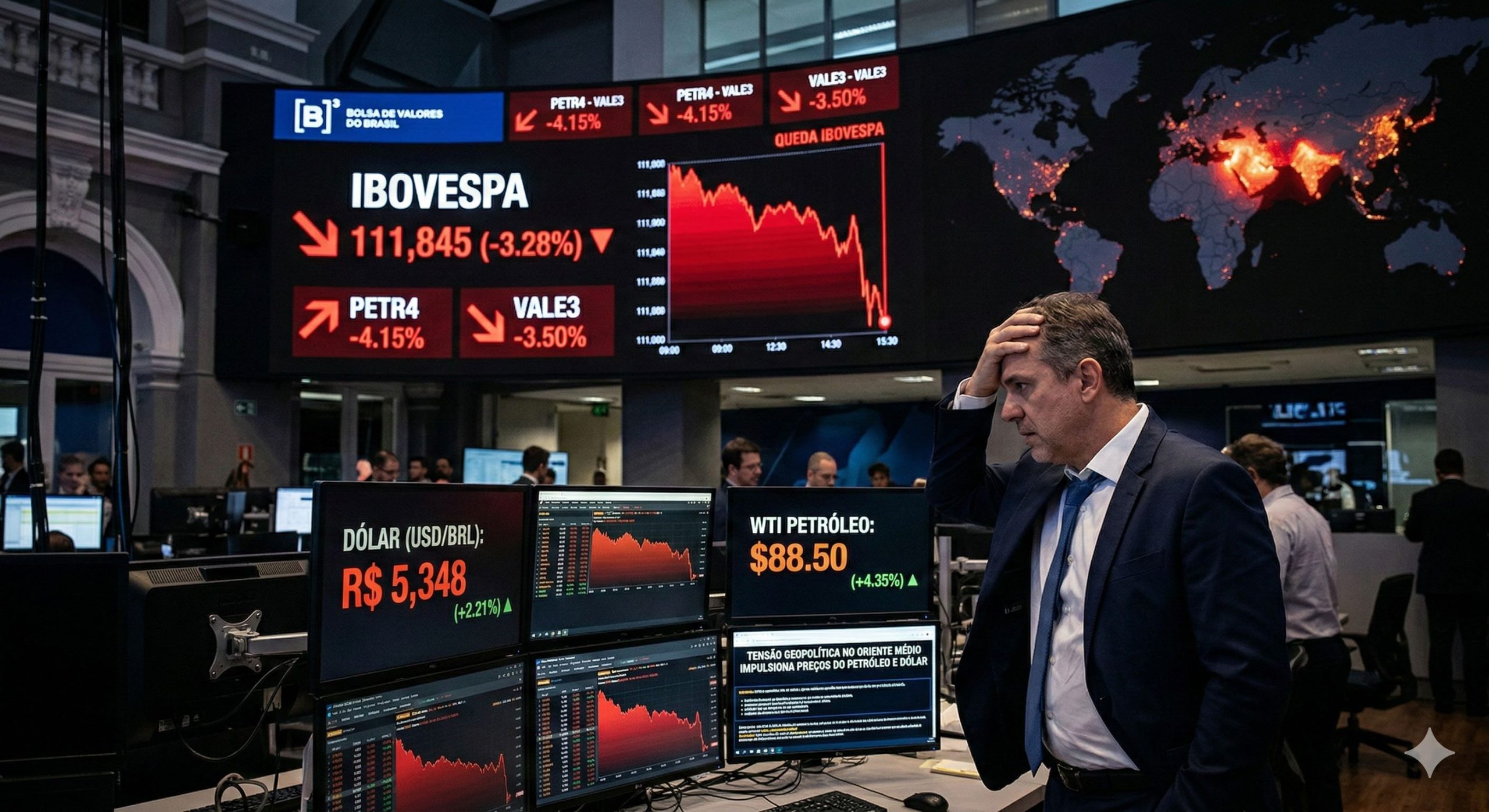 Mercado financeiro hoje: guerra derruba bolsas: 03/03/2026