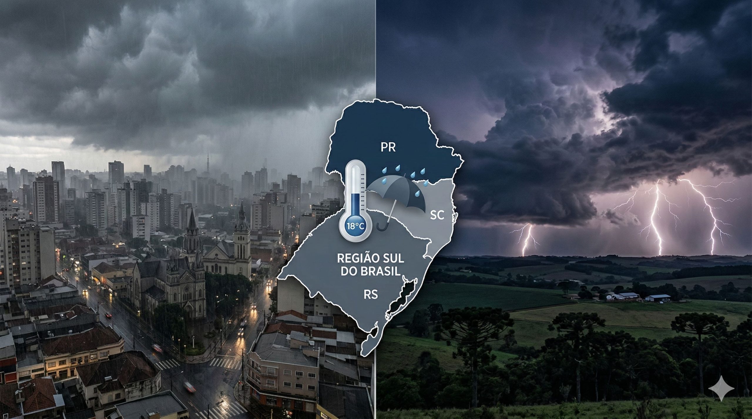 Previsão do Tempo Sul: Alerta de Chuvas Intensas nesta Terça (10)