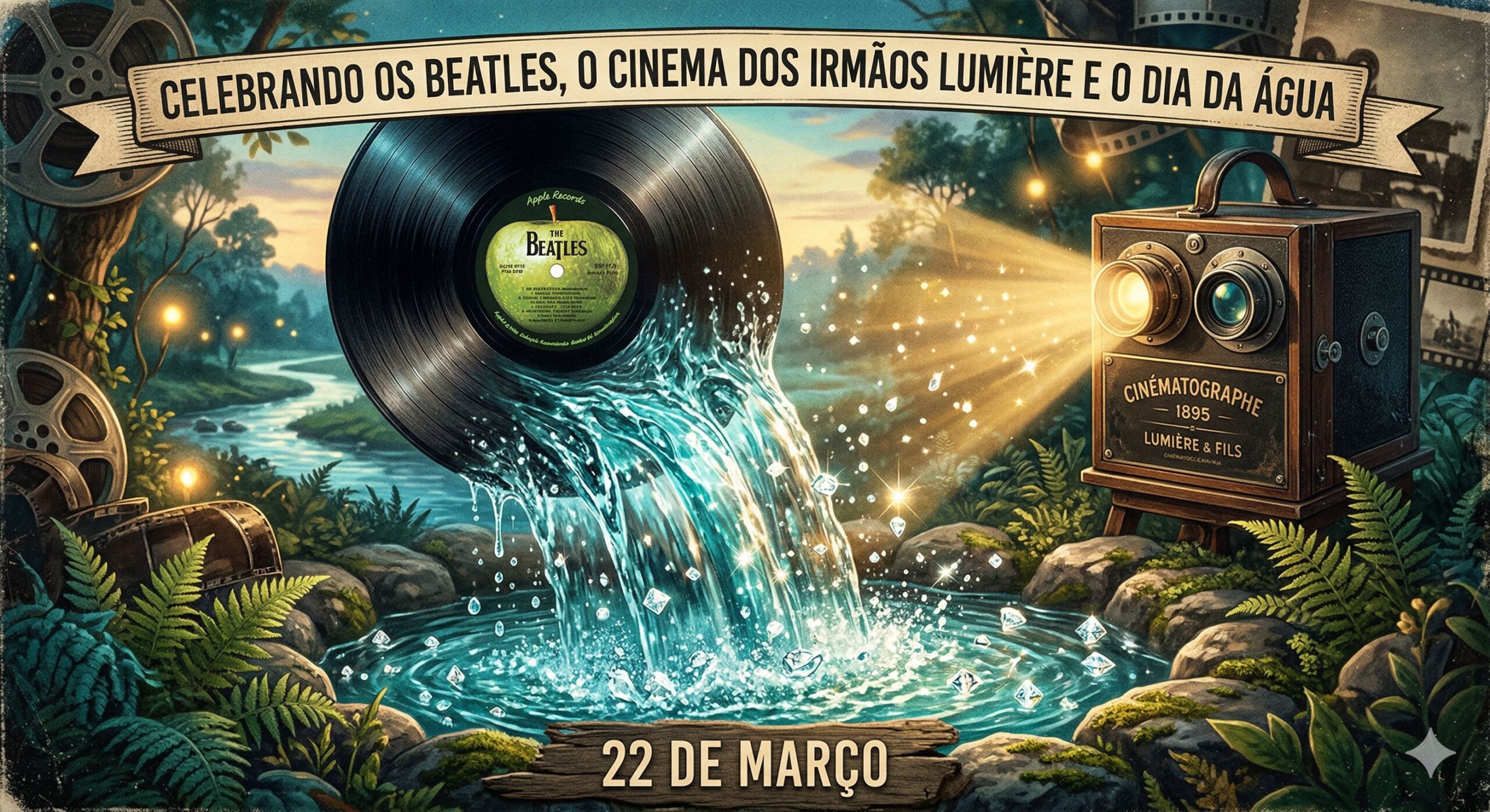 22 de março: Beatles, Água e o nascimento do cinema! 🎬💧