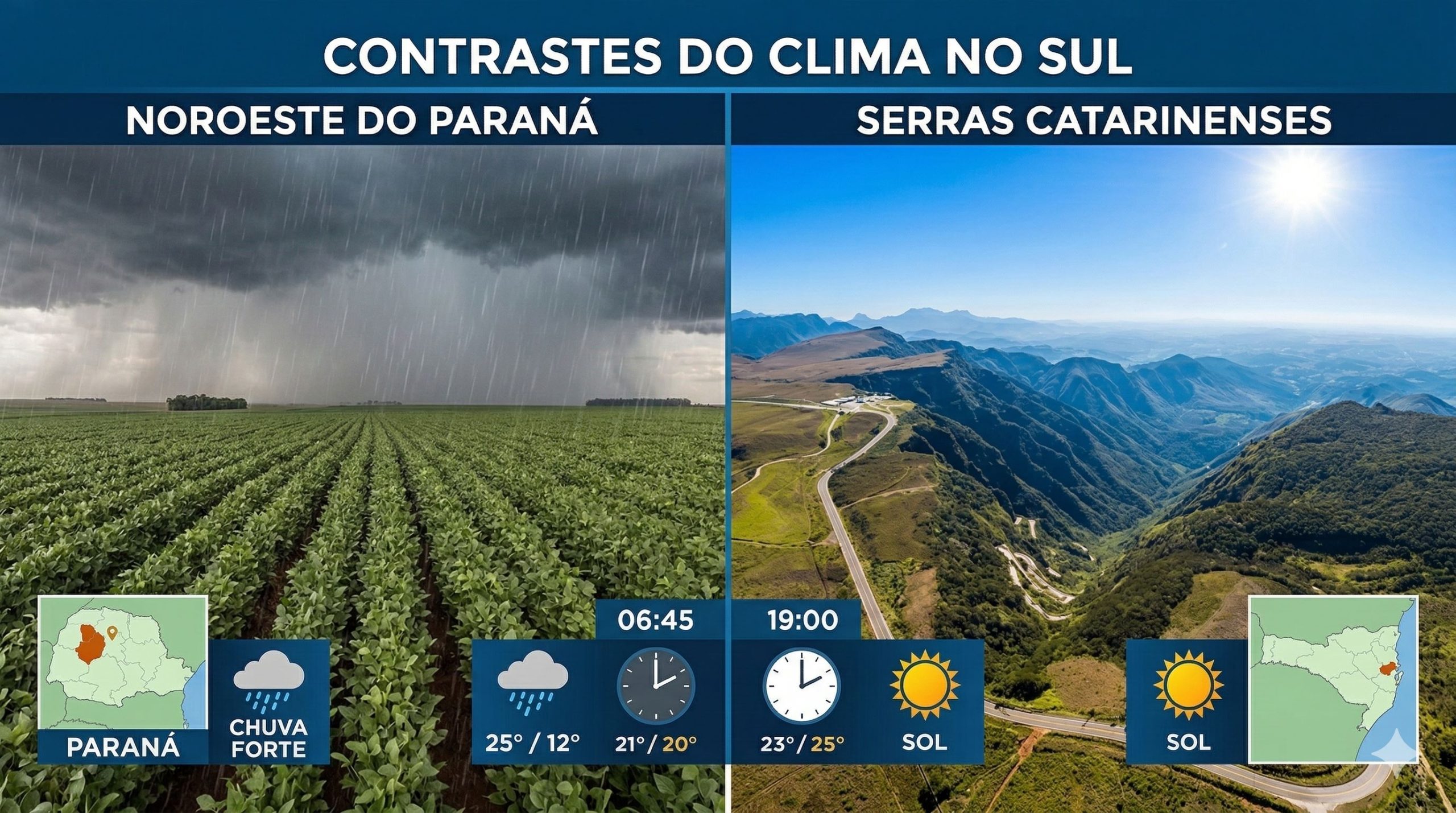 Previsão do tempo Sul 9 de março: Chuva e Sol na Região