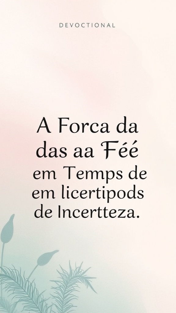 Devocional: A Força da Fé em Tempos de Incerteza