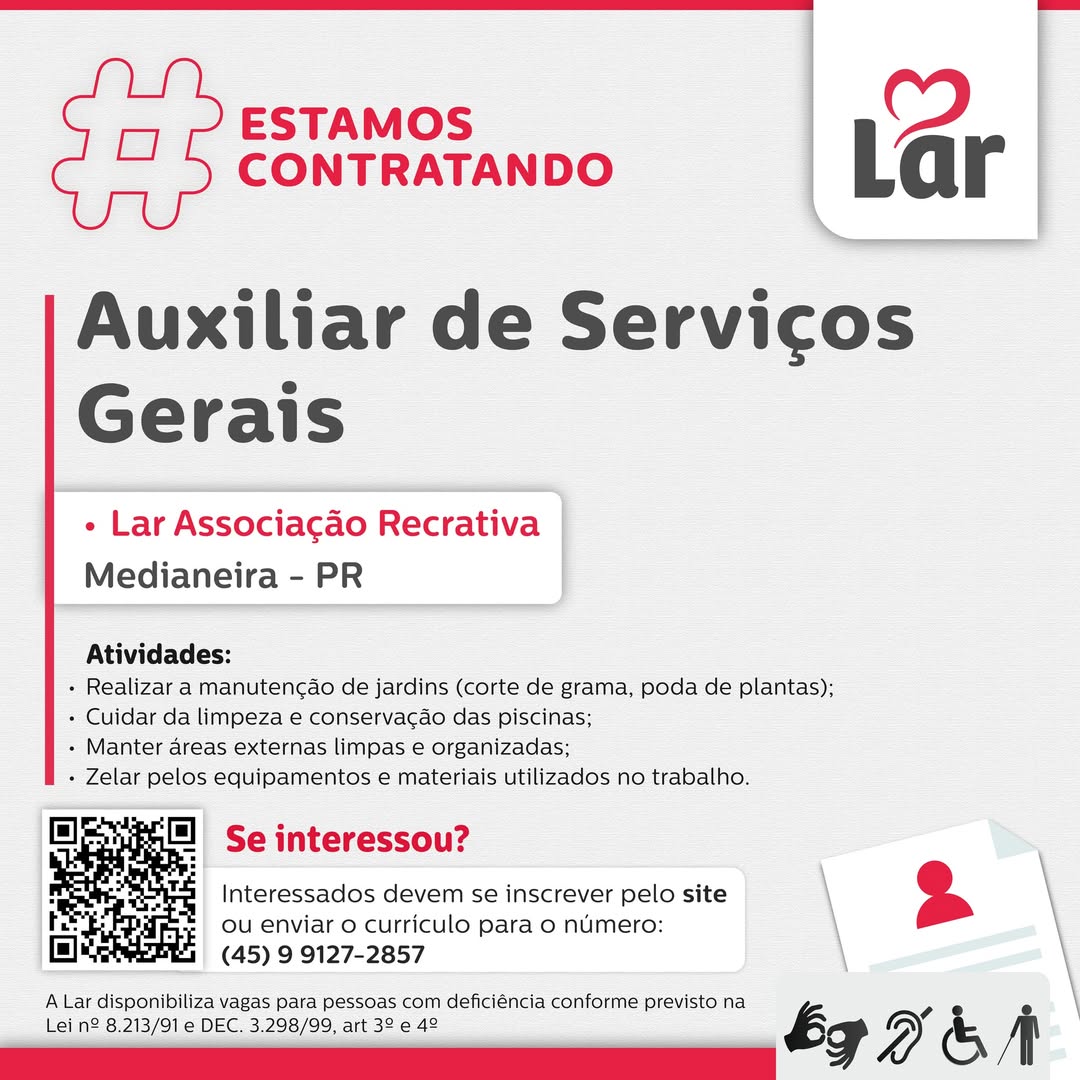 Vaga em Medianeira Urgente Para Servicos Gerais