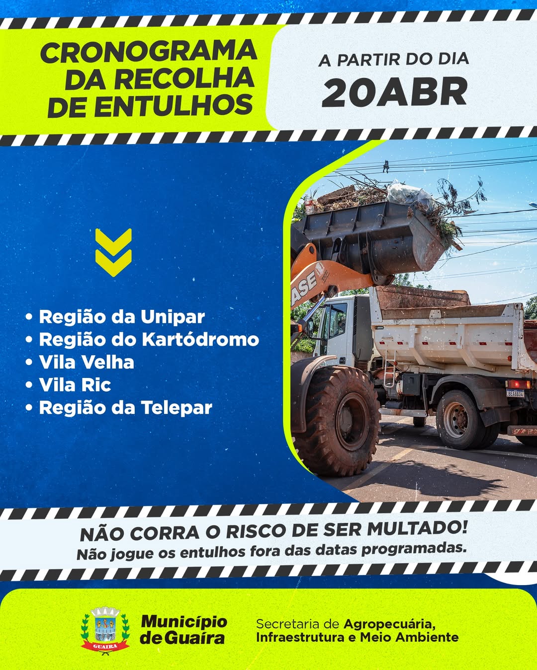 Recolha de entulho em Guaíra: Veja o calendário de abril!