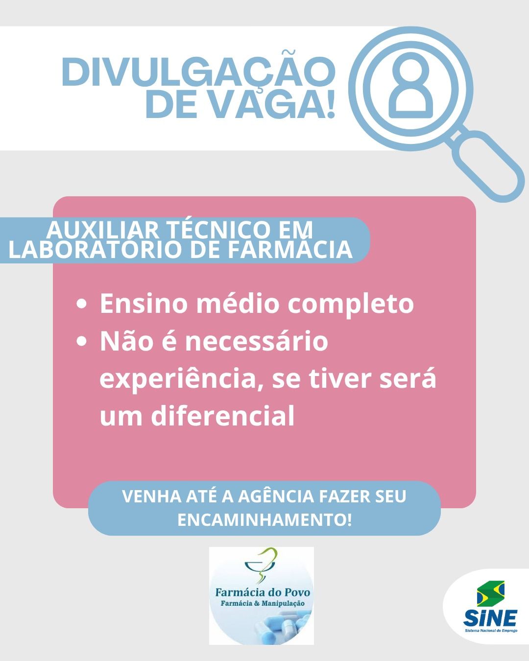 Vaga Auxiliar de Laboratório de Farmácia Marechal Rondon