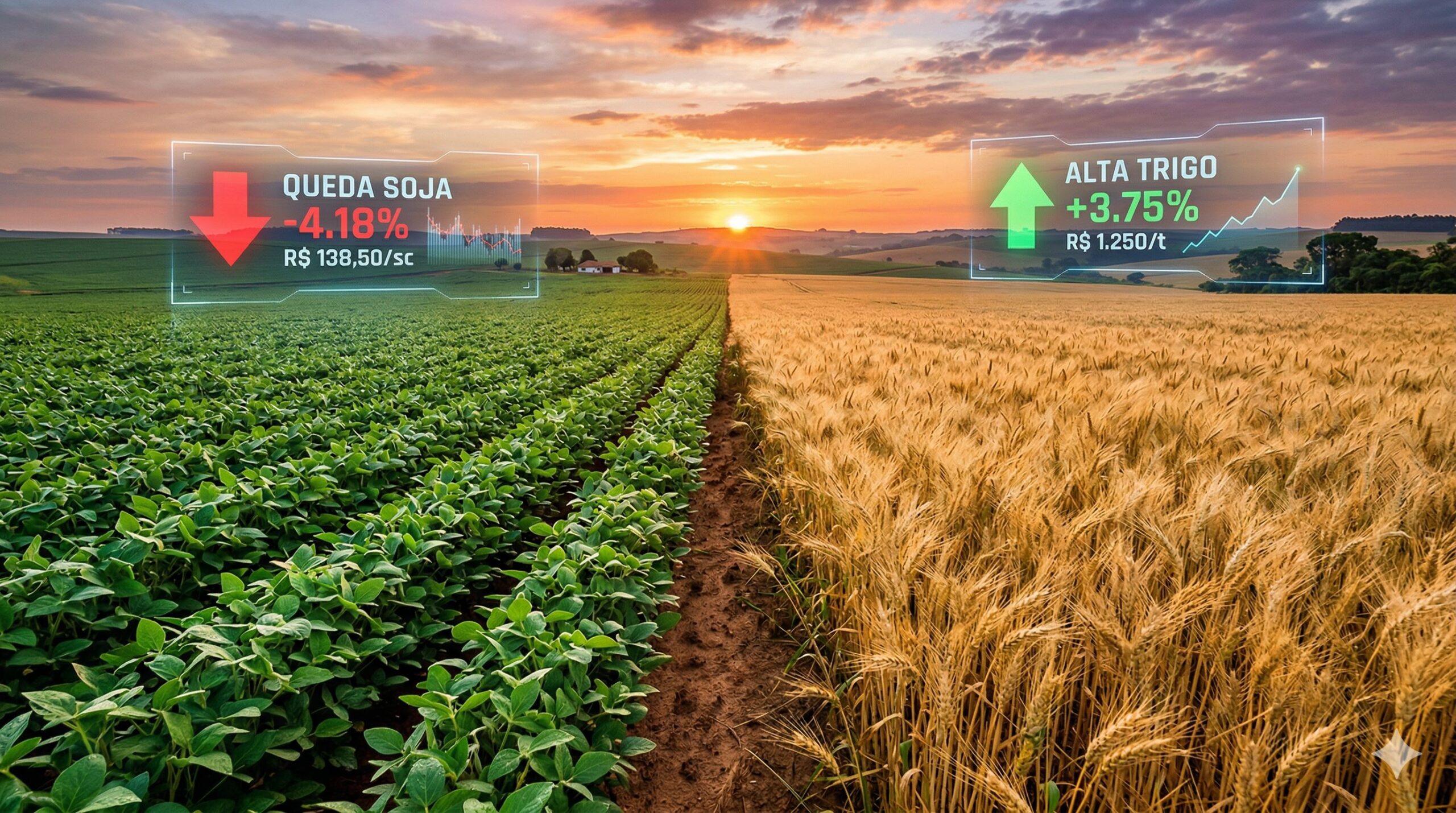 Preço da soja e trigo Paraná: Soja cai e trigo sobe hoje