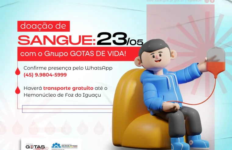 Doação de Sangue São Miguel: Transporte Grátis Dia 23