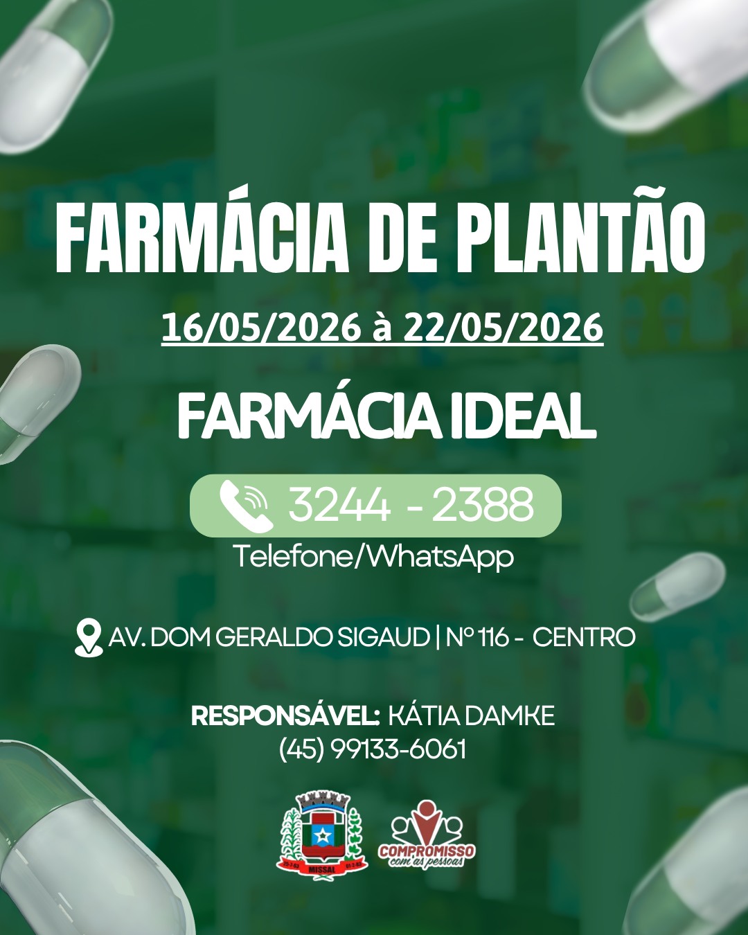 Farmácia de Plantão em Missal: semana de 16 a 22/05