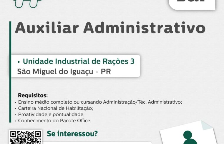 Vaga Auxiliar Administrativo em São Miguel do Iguaçu