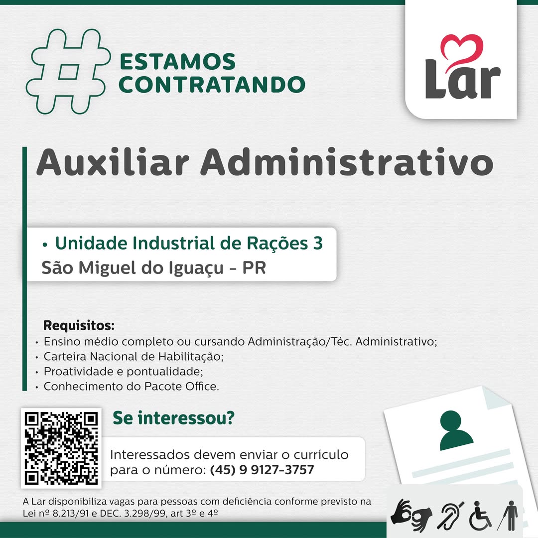 Vaga Auxiliar Administrativo em São Miguel do Iguaçu
