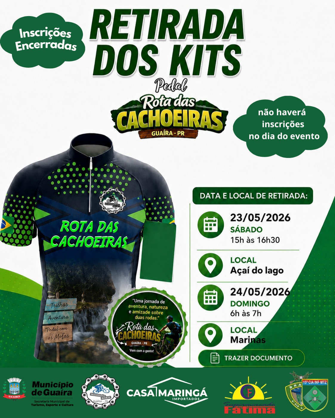 Pedal Rota das Cachoeiras Guaira: Veja Onde Retirar o Kit