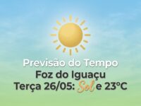 Previsão do Tempo Foz do Iguaçu Terça 26/05: Sol e 23°C