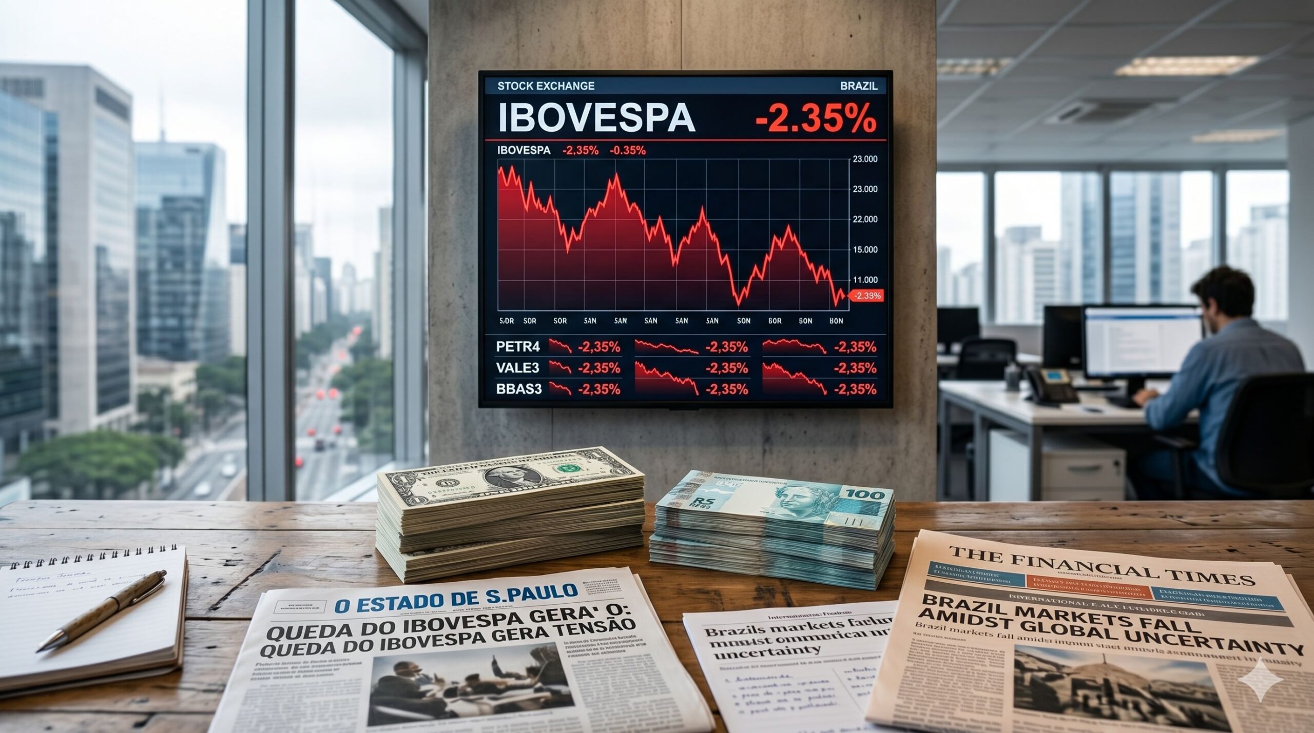 Notícias financeiras hoje: Ibovespa cai e dólar sobe com tensão [26/05/2026]