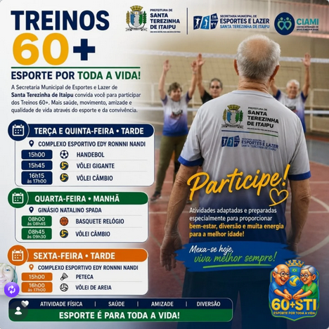 Treinos 60+: STI oferece atividades esportivas gratuitas para a melhor idade