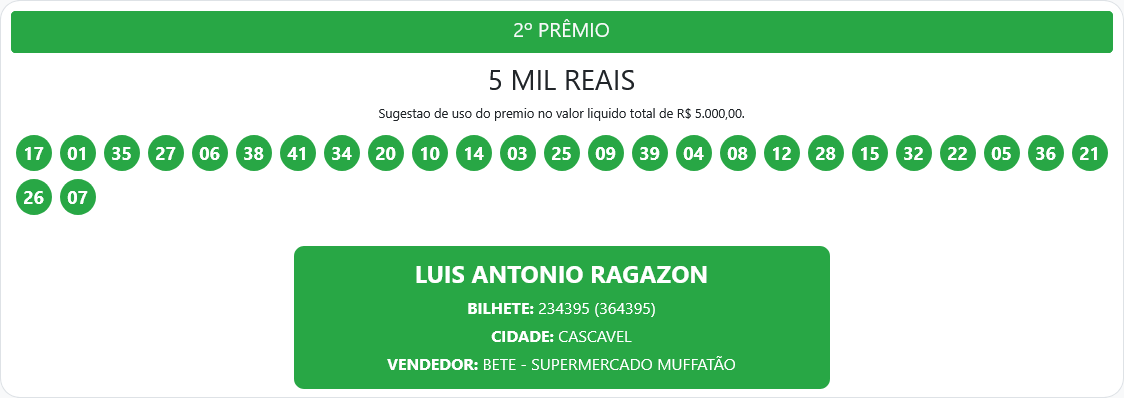 Resultado do Sorteio Proeste de Hoje 17/05: morador de Foz leva prêmio de R$ 100 mil 3 Screenshot 2026 05 17 at 11 29 24 Resultados – Proeste