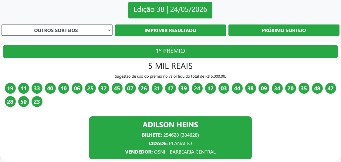 Morador de Medianeira ganha R$ 55 mil no sorteio do Proeste de Hoje 24/05/26 2 Screenshot 2026 05 24 at 11 32 10 Resultados – Proeste