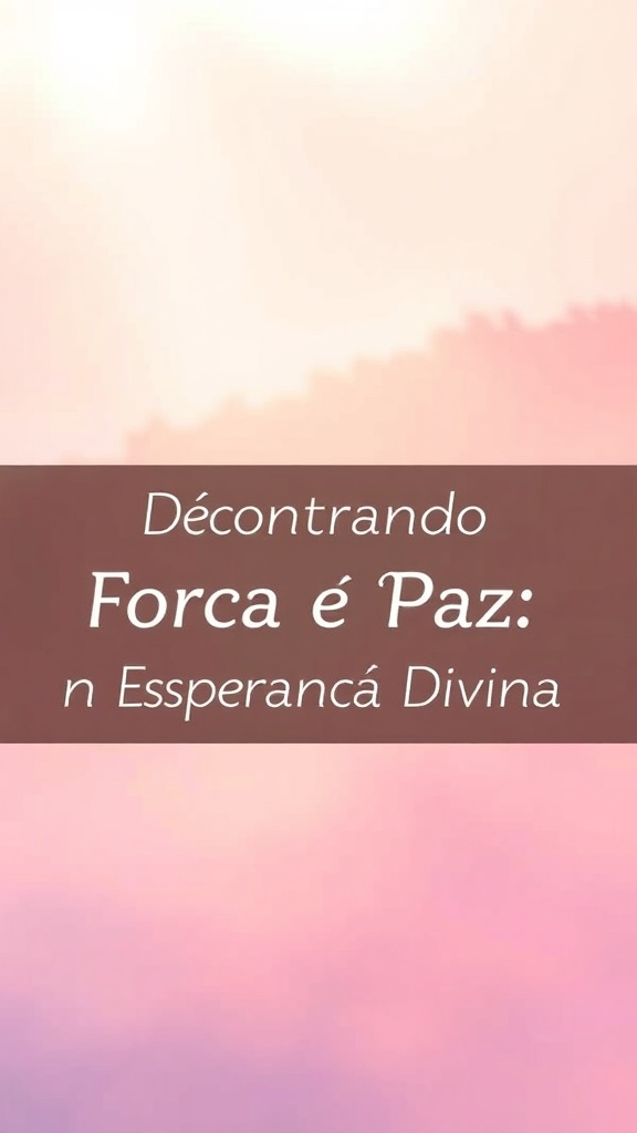 Devocional: Encontrando Força e Paz na Esperança Divina