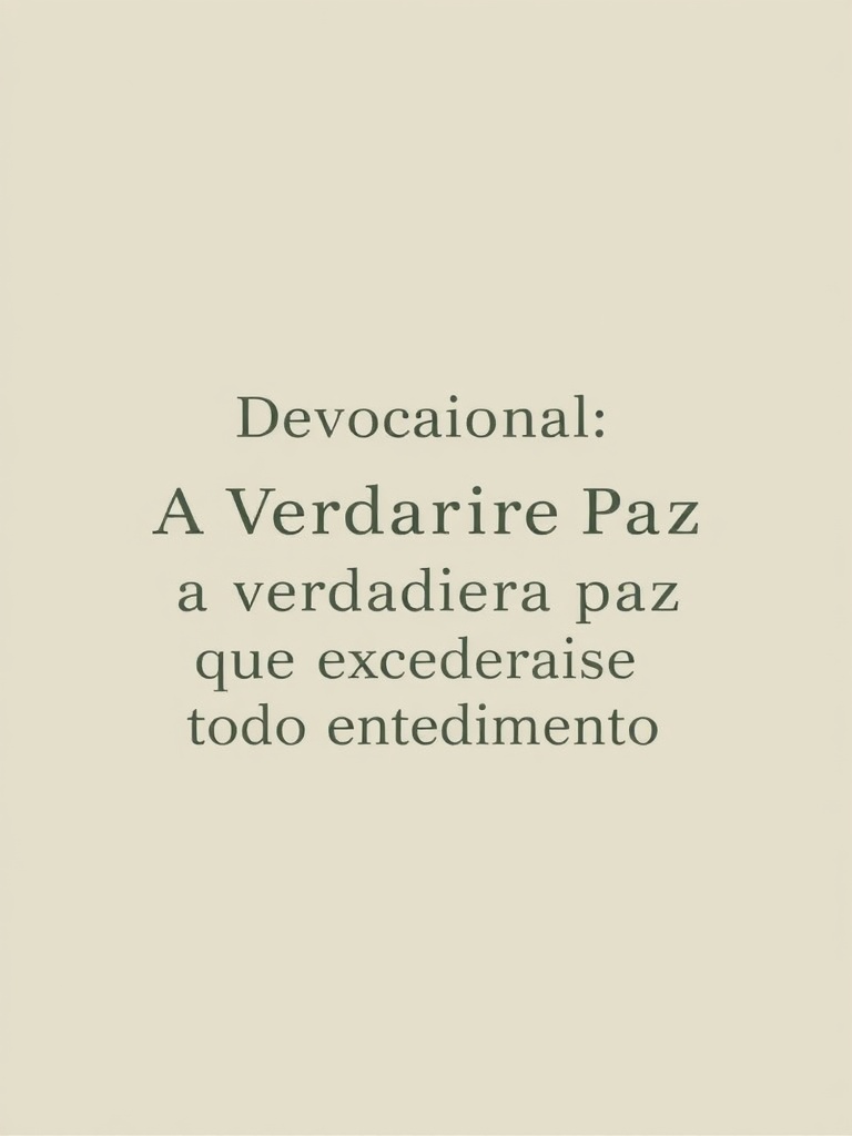 Devocional: A Verdadeira Paz que Excede Todo Entendimento