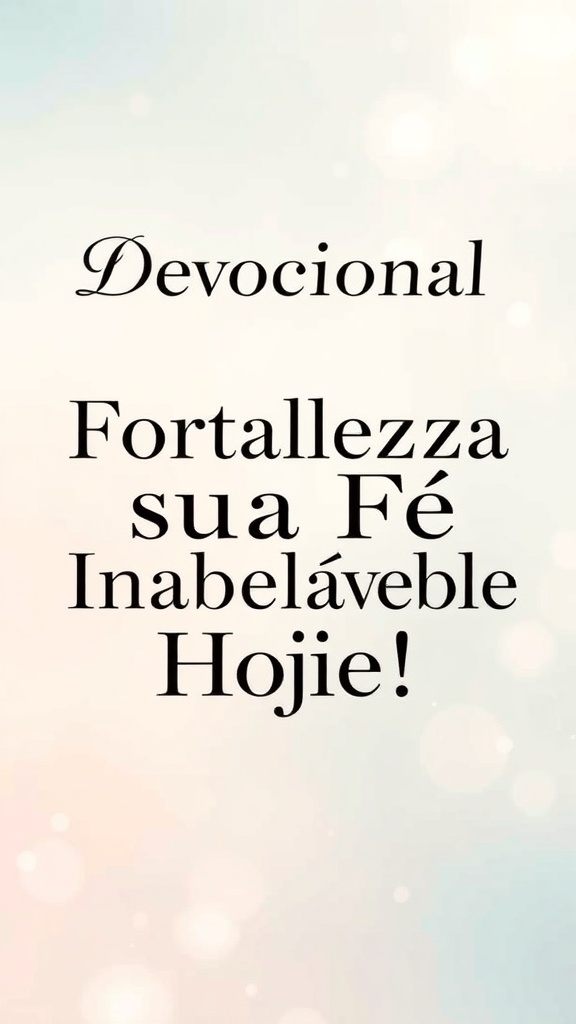 Devocional: Fortaleça sua Fé Inabalável Hoje!