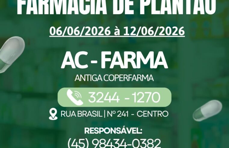 Farmácia de Plantão em Missal: 06 a 12 de Junho