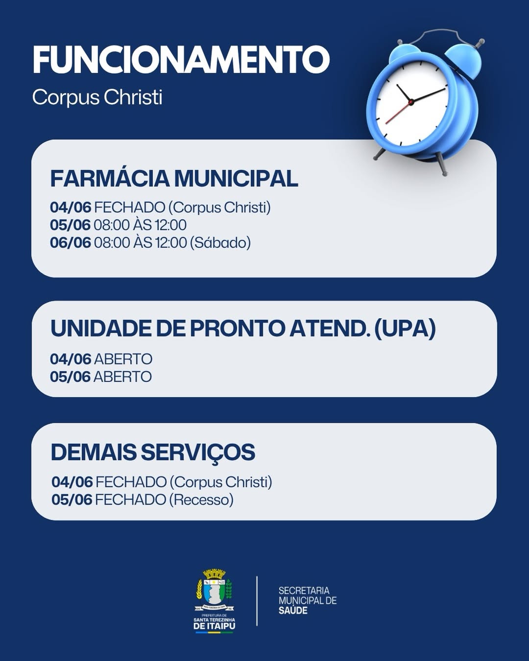 Saúde em Santa Terezinha: O Que Abre no Corpus Christi