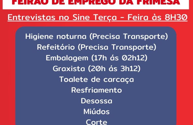 Vagas Frimesa em Marechal Rondon: Feirão Sine Dia 09