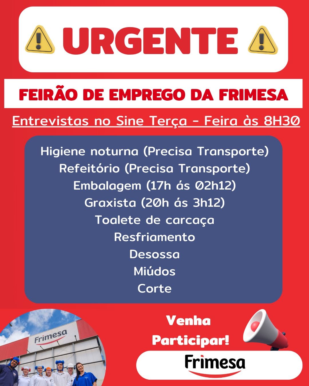 Vagas Frimesa em Marechal Rondon: Feirão Sine Dia 09