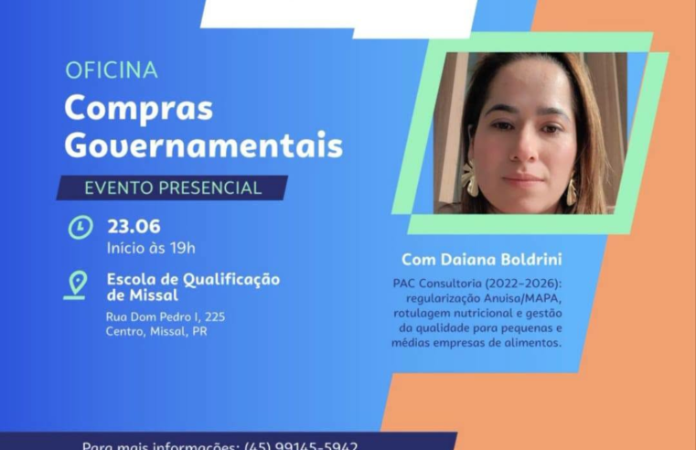 Oficina de compras governamentais em Missal abre vagas