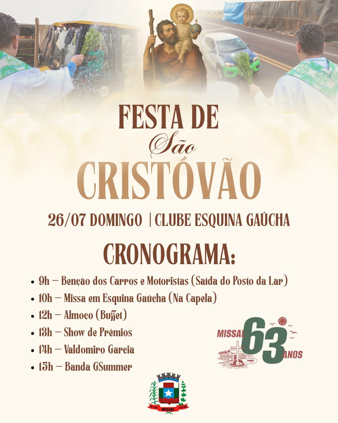 Festa de São Cristóvão em Missal celebra motoristas e 63 anos