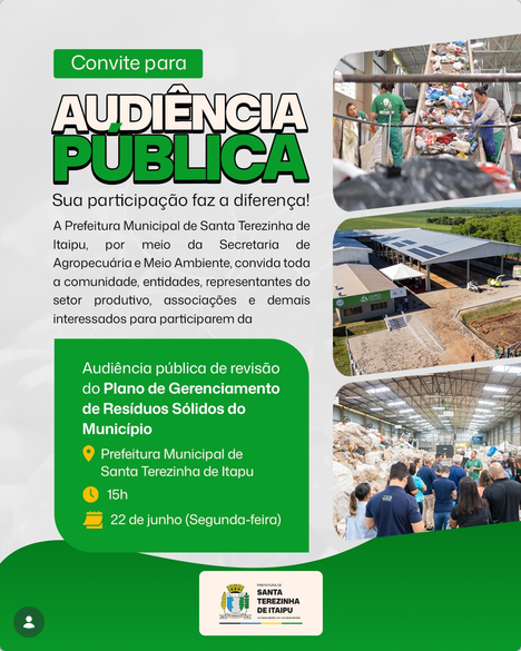 Audiência Pública de Resíduos Sólidos em STI: Participe Dia 22