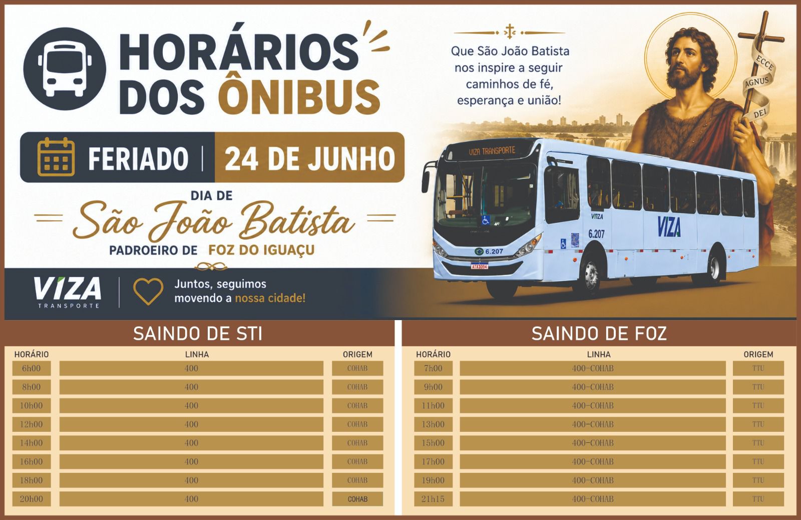Confira o Horário de Ônibus no Feriado de 24 de Junho