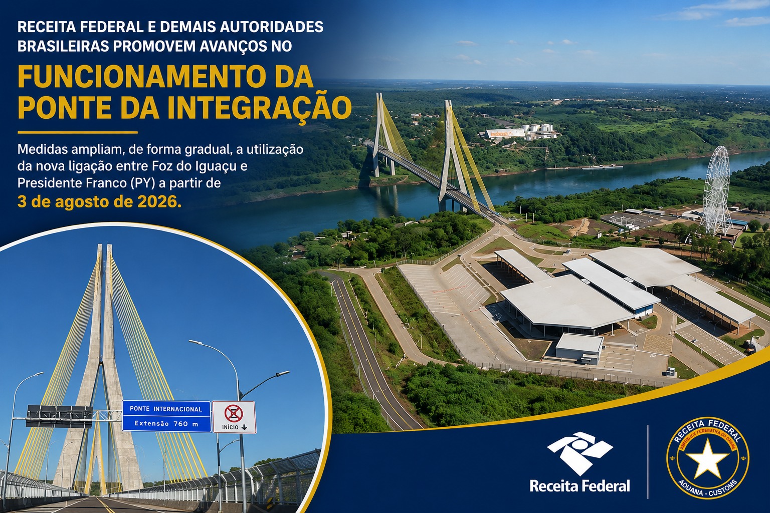 Ponte da Integração em Foz do Iguaçu amplia operações em agosto