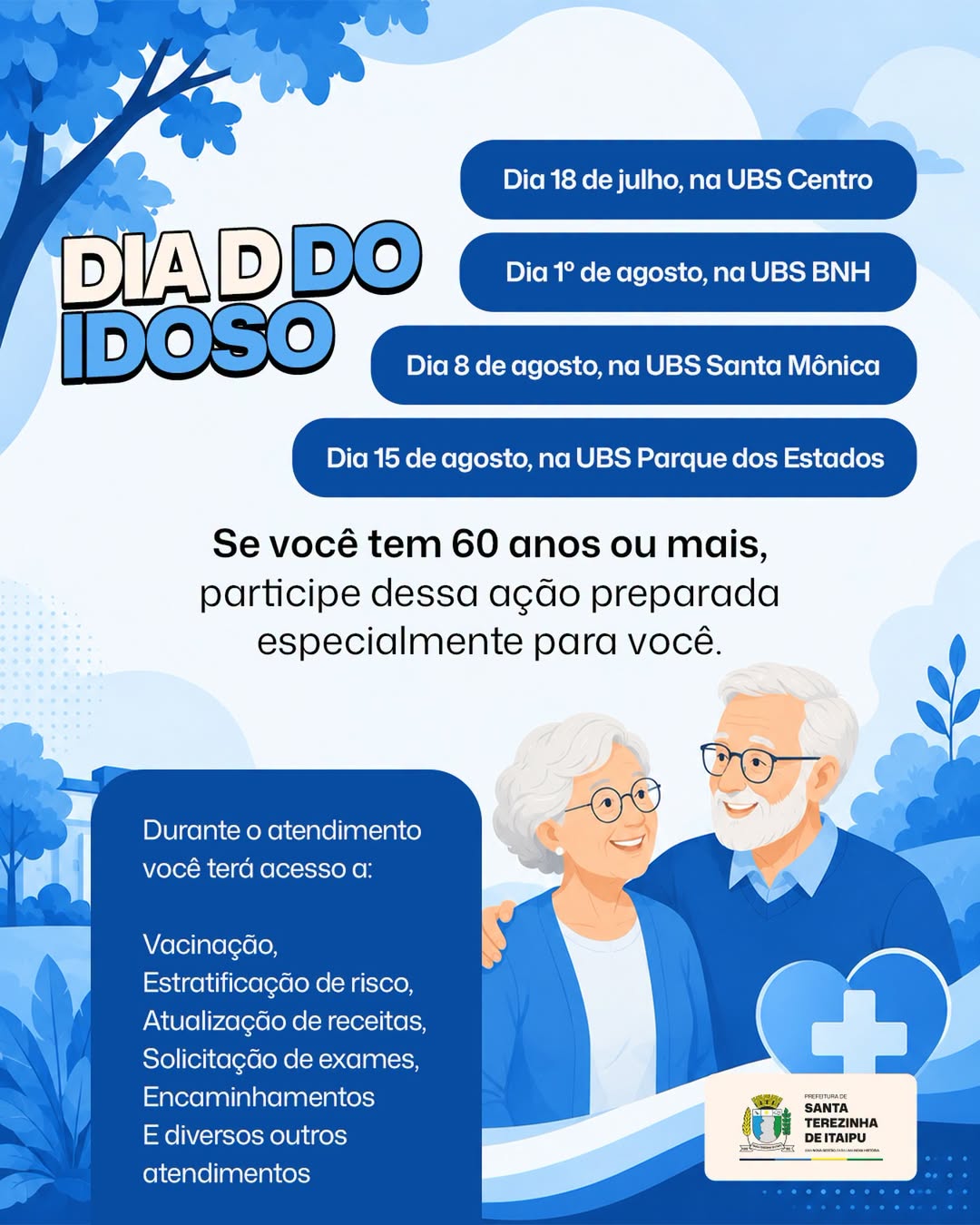 Dia D do Idoso em Santa Terezinha de Itaipu: datas e locais