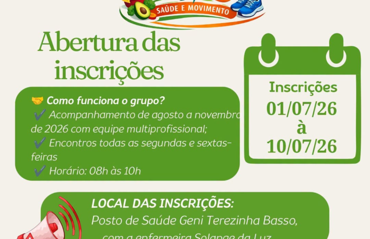 Inscrições no grupo Vida Leve em Itaipulândia terminam amanhã