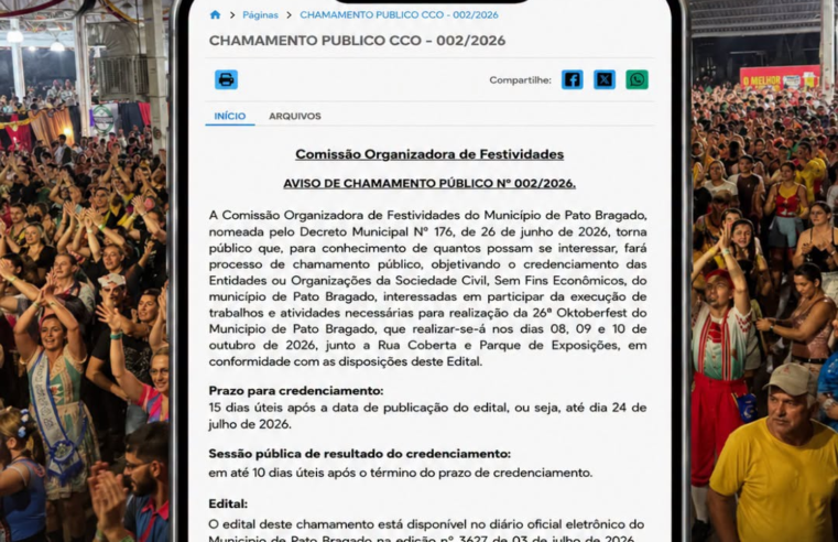 Oktoberfest de Pato Bragado: CCO Abre Credenciamento 2026