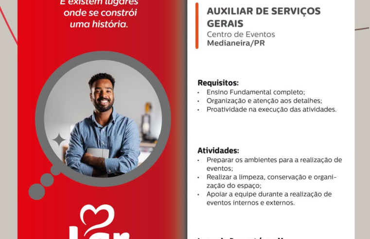 Emprego na Lar Cooperativa em Medianeira abre nova vaga