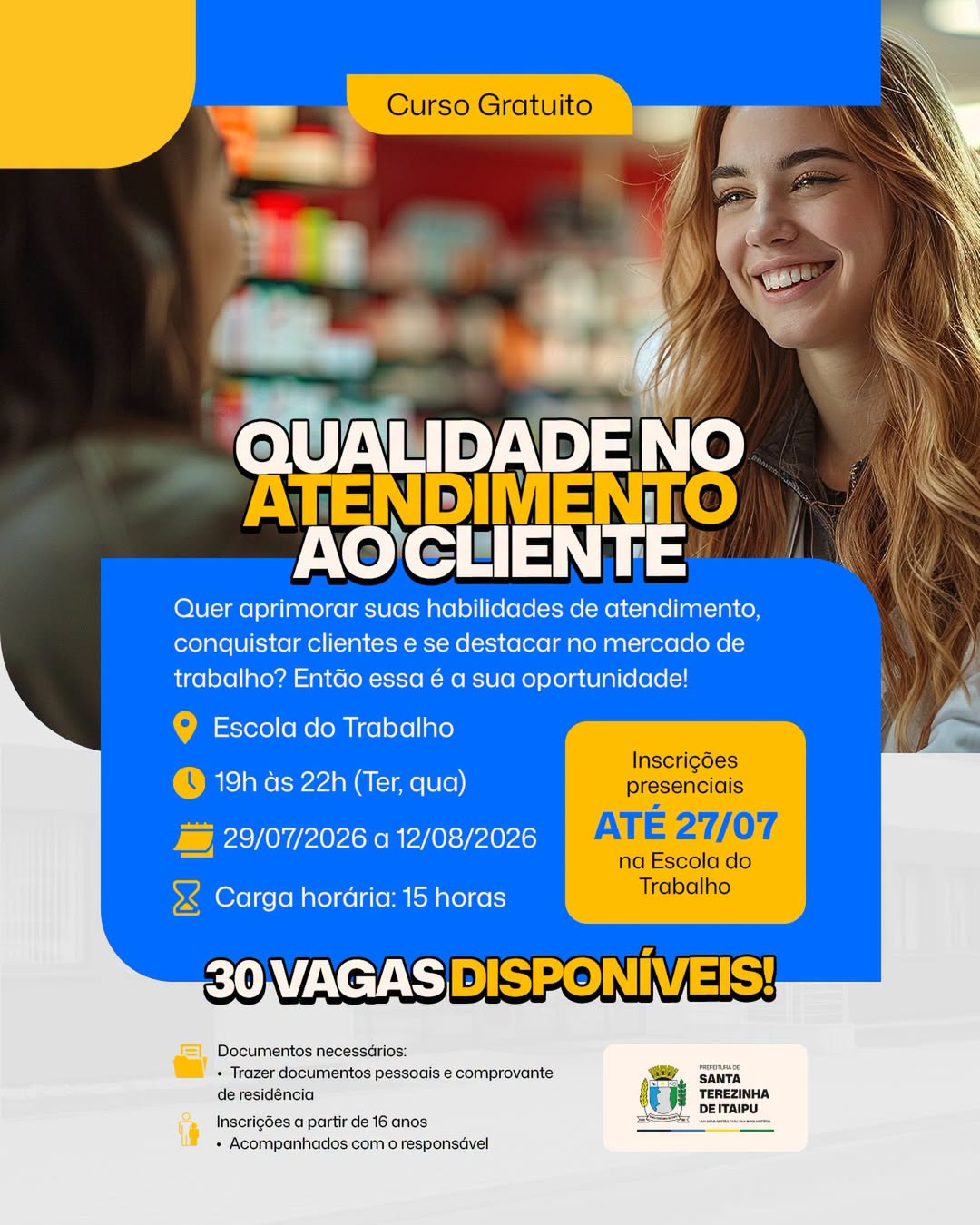Curso gratuito de atendimento ao cliente em STI em julho
