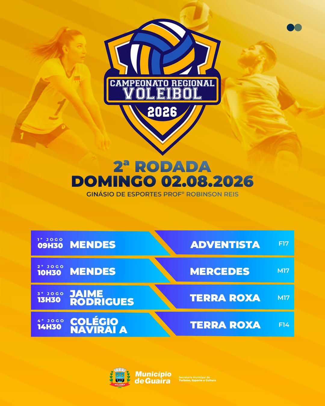 Campeonato Regional de Voleibol em Guaíra: Rodada de Domingo