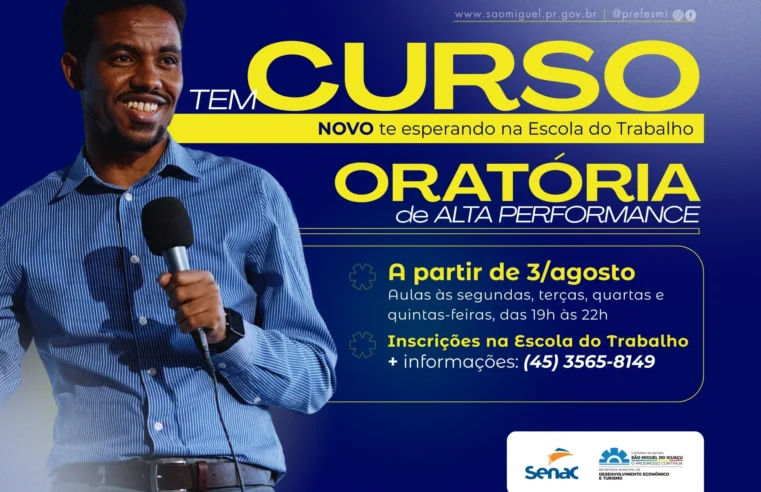Curso de Oratória em São Miguel do Iguaçu em agosto