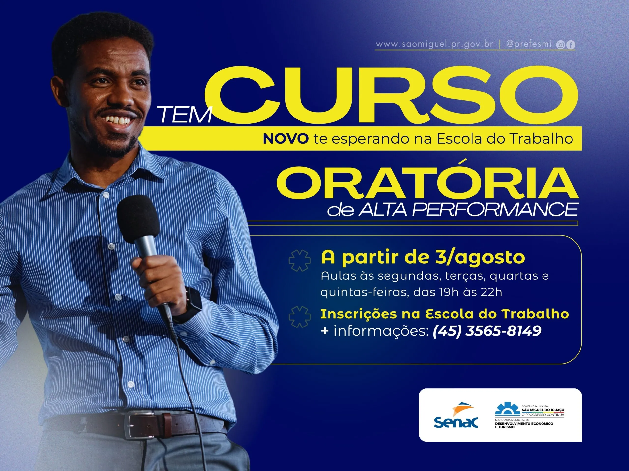 Curso de Oratória em São Miguel do Iguaçu em agosto