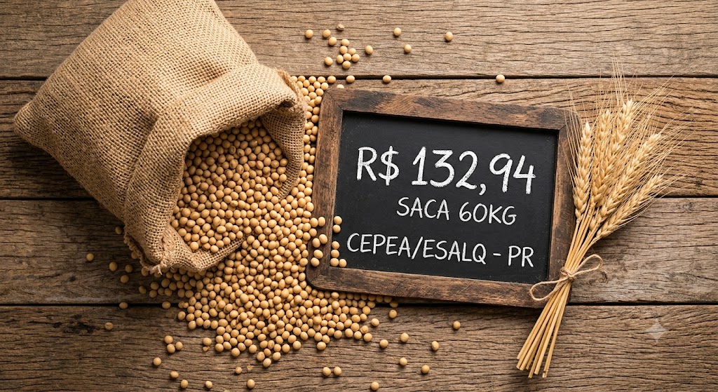 Preço da soja cai no Paraná e chega a R$ 132,94 nesta quarta