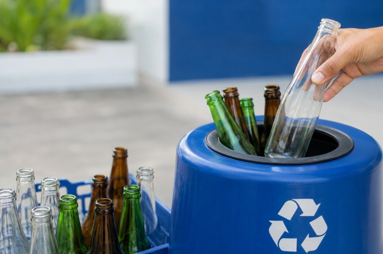 Descarte de garrafas de bebidas alcoólicas em Foz