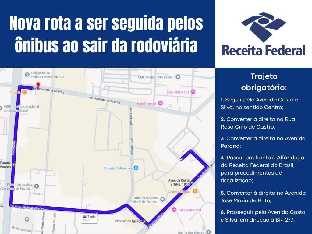 Receita Federal muda rota de ônibus em Foz do Iguaçu