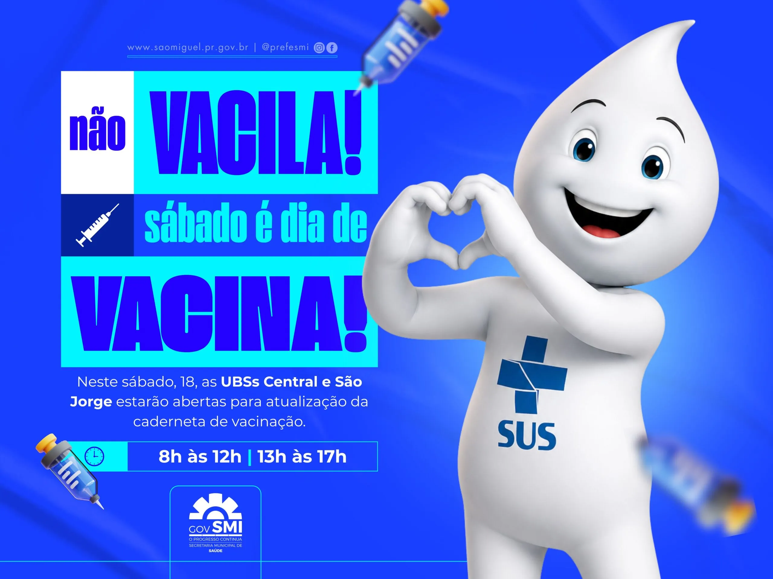 Vacinação em São Miguel do Iguaçu: ação especial no sábado 18