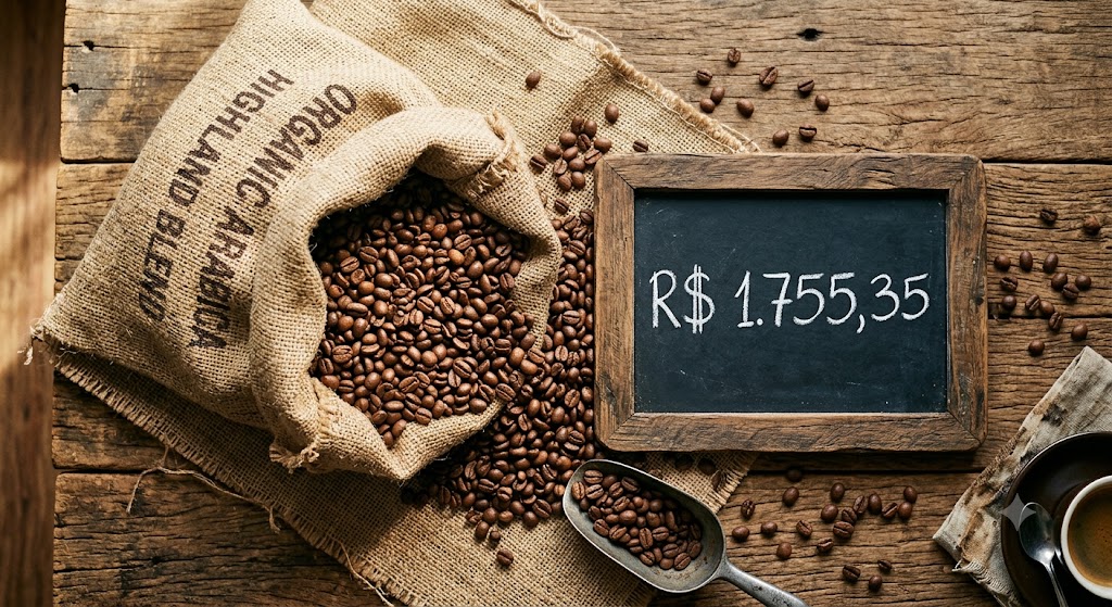 Preço do café arábica sobe 1,53% e saca chega a R$ 1.755 nesta quarta