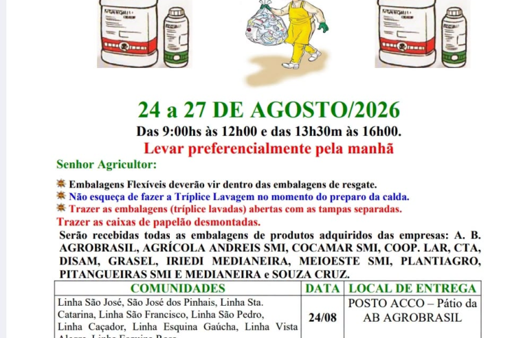 Devolução de Embalagens de Agrotóxicos em Missal: Regras