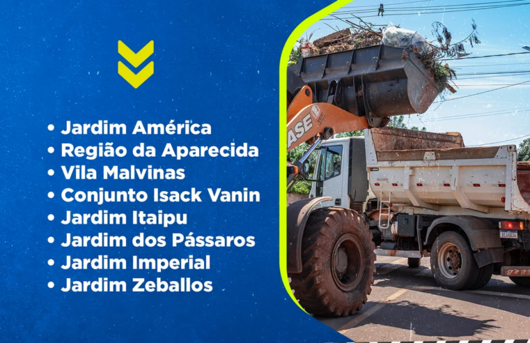 Recolha de entulhos em Guaíra atende 8 bairros nesta semana