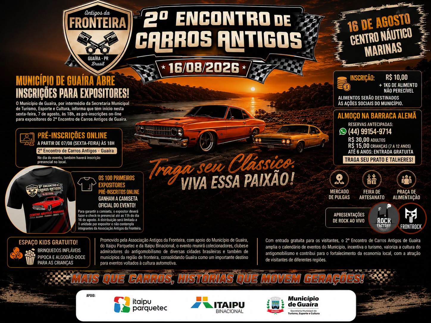 Encontro de Carros Antigos de Guaíra reúne expositores dia 16