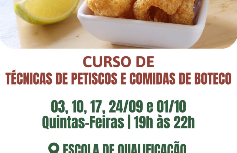 Curso de Comidas de Boteco em Missal Tem Inscrições Abertas