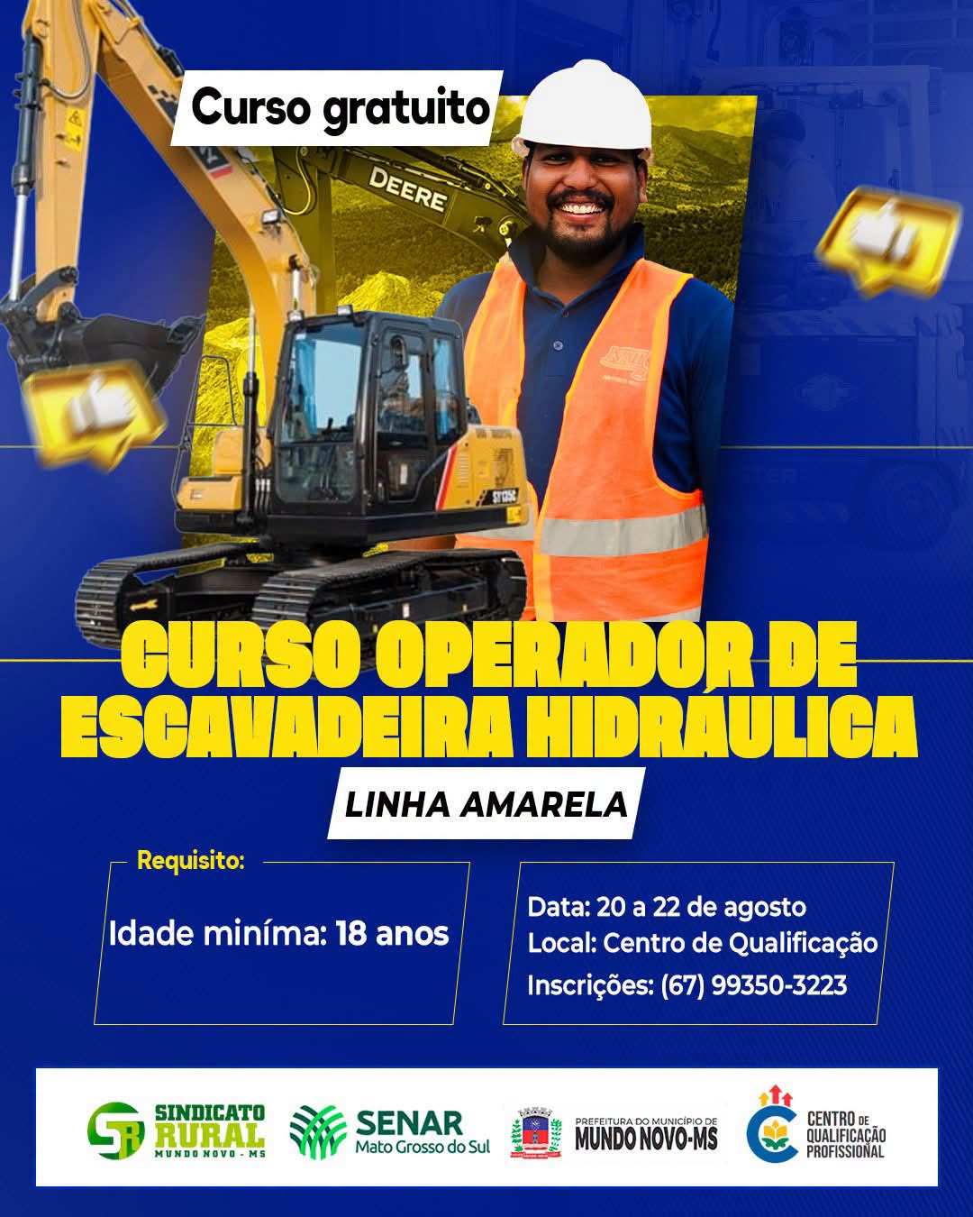 Curso de Operador de Escavadeira em Mundo Novo Abre Vagas