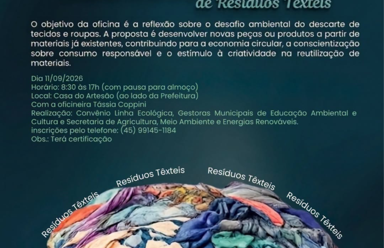 Oficina de Reaproveitamento de Resíduos Têxteis Abre Vagas